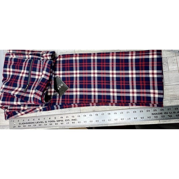 Oat NY Plaid Ankle Pants 30x26 Pockets Clueless Preppy Academia Red - Picture 10 of 11